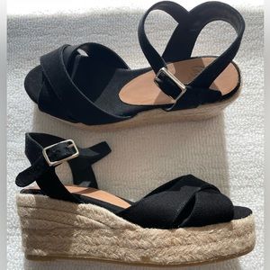 NEW Castaner Blaudell Black wedge espadrilles, size EU35/US 5
